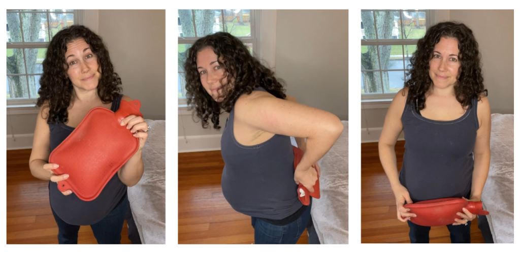 Different usage of the hot water bottle during labor. 